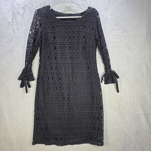 Madison Leigh Charcoal Lace Dress with Tie Sleeves Size 10